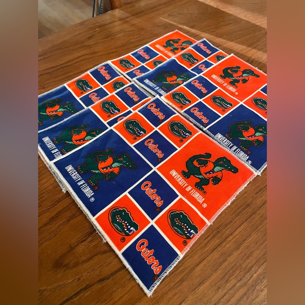 University of Florida Gators Fabric Drink Coasters Set of Six, Handmade
